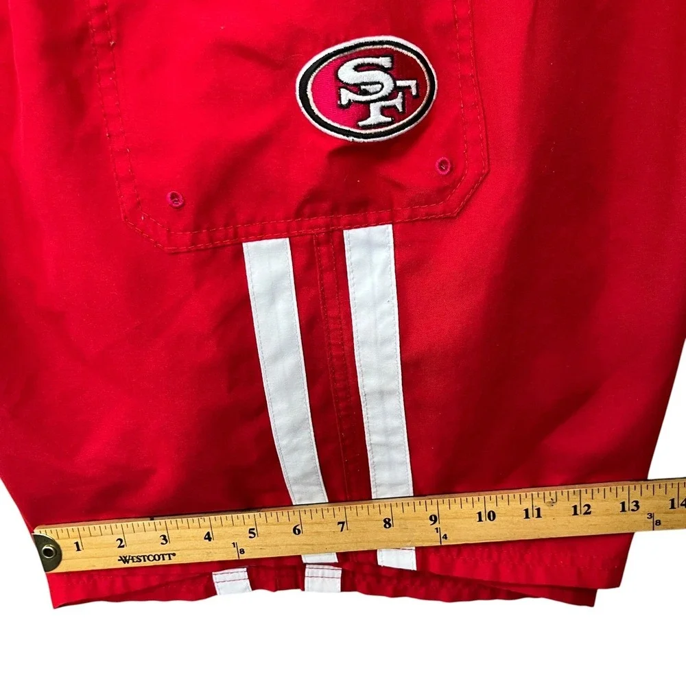NFL Team Apparel San Francisco 49ers Board Shorts Mens XXL Red White Stripd Logo